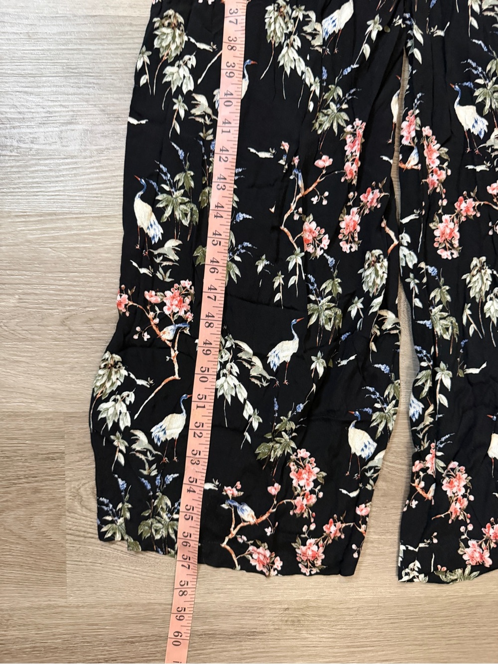 Banana Republic Black Floral & Bird Wide-Leg Jumpsuit with Tie Waist - Picture 8 of 9